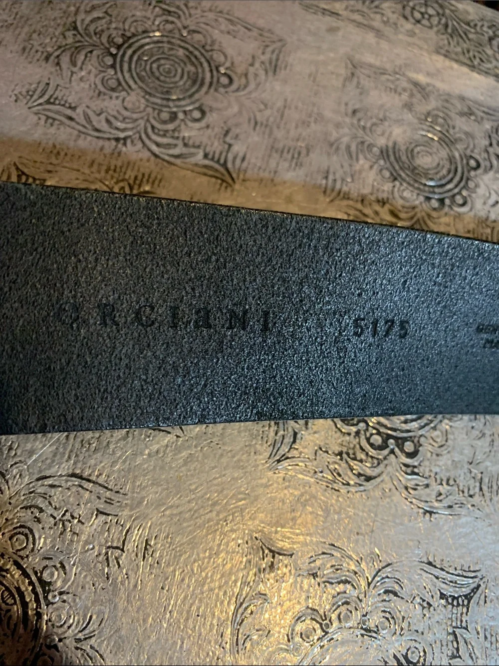Orciani Black Leather Belt Size 85 (XL/16 US) with Large Buckle